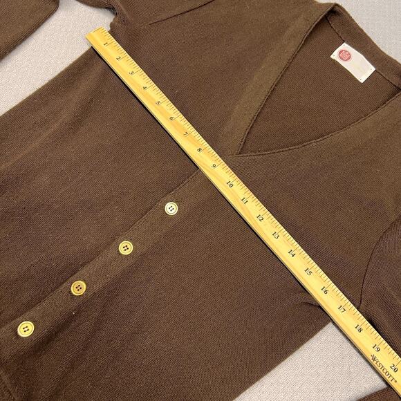 Vtg Sears Kings Road Cardigan Sweater Mens Medium Brown Knit Grandpa Kurt Cobain - Picture 5 of 6